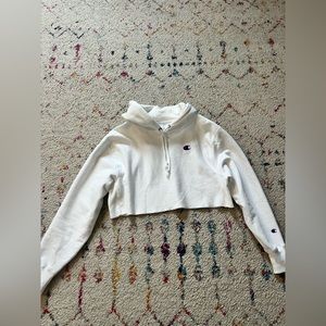 White Cropped Hoodie